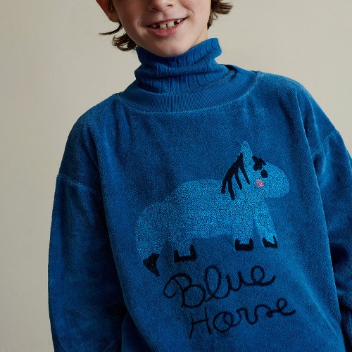 [WHK] Blue horse soft sweatshirt