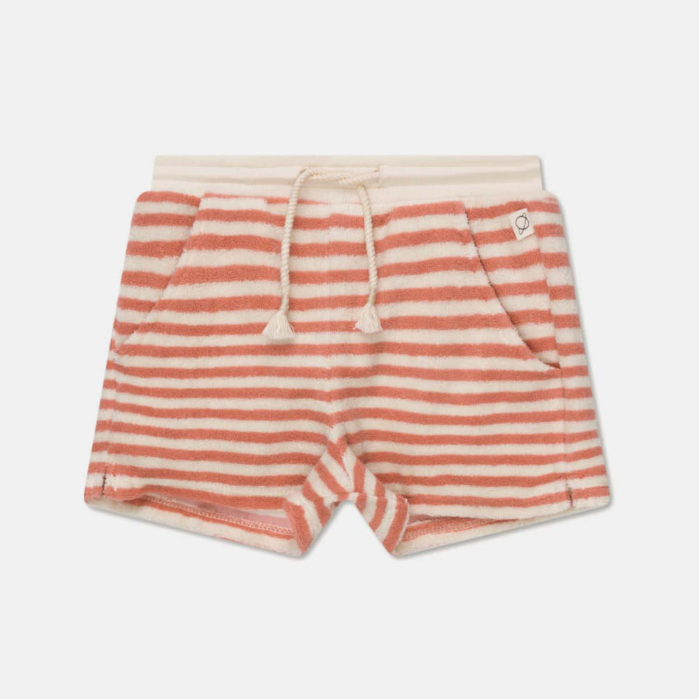 [my little cozmo] TOWELING STRIPE SHORTS-CORAL
