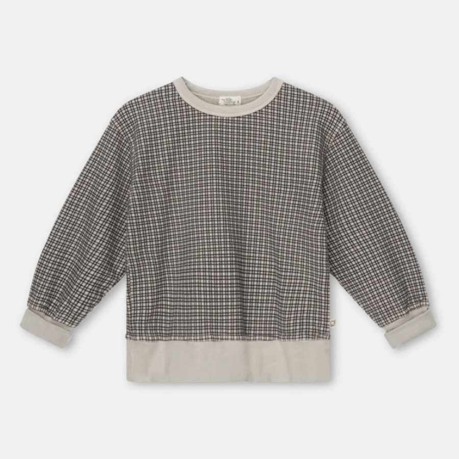 [my little cozmo/마이리틀코즈모] Organic gingham sweatshirt-Light grey