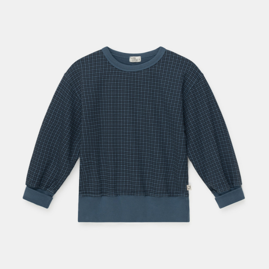 [my little cozmo/마이리틀코즈모] Organic gingham sweatshirt-Blue