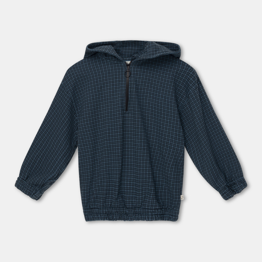 [my little cozmo/마이리틀코즈모] Organic gingham hoodie sweatshirt-Blue