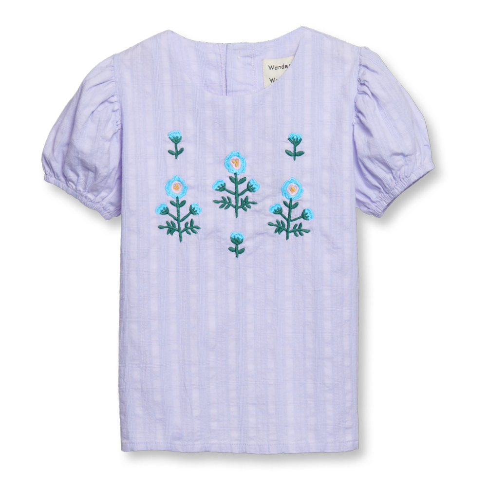 [Wander &amp; Wonder/원더앤원더] Embroidered Blouse- periwinkle