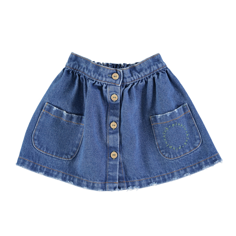 [piupiuchick/피우피우칙] Short skirt w/ pockets - Washed navy denim