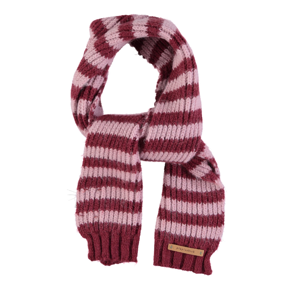 [piupiuchick/피우피우칙] Knitted scarf - Pink &amp; raspberry stripes
