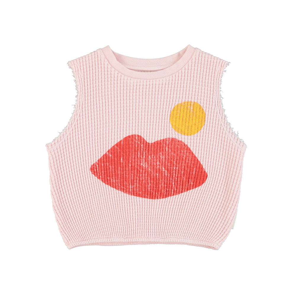 [piupiuchick/피우피우칙] sleeveless top | light pink w/ lips print