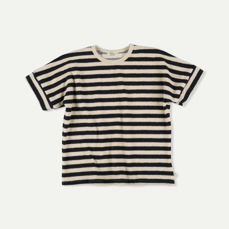[my little cozmo/마이리틀코즈모] Organic toweling stripes T-shirt Navy