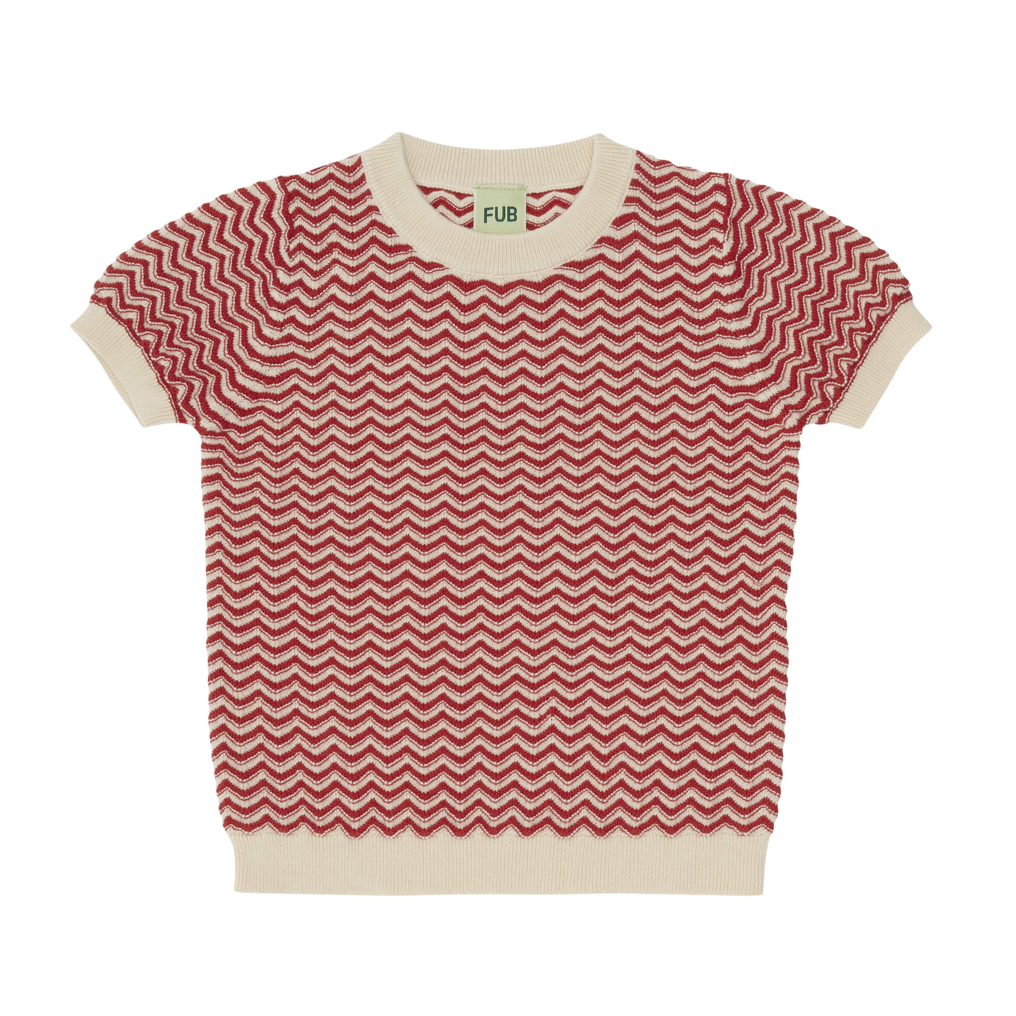 [FUB] ZigZag T-Shirt ecru/bright red