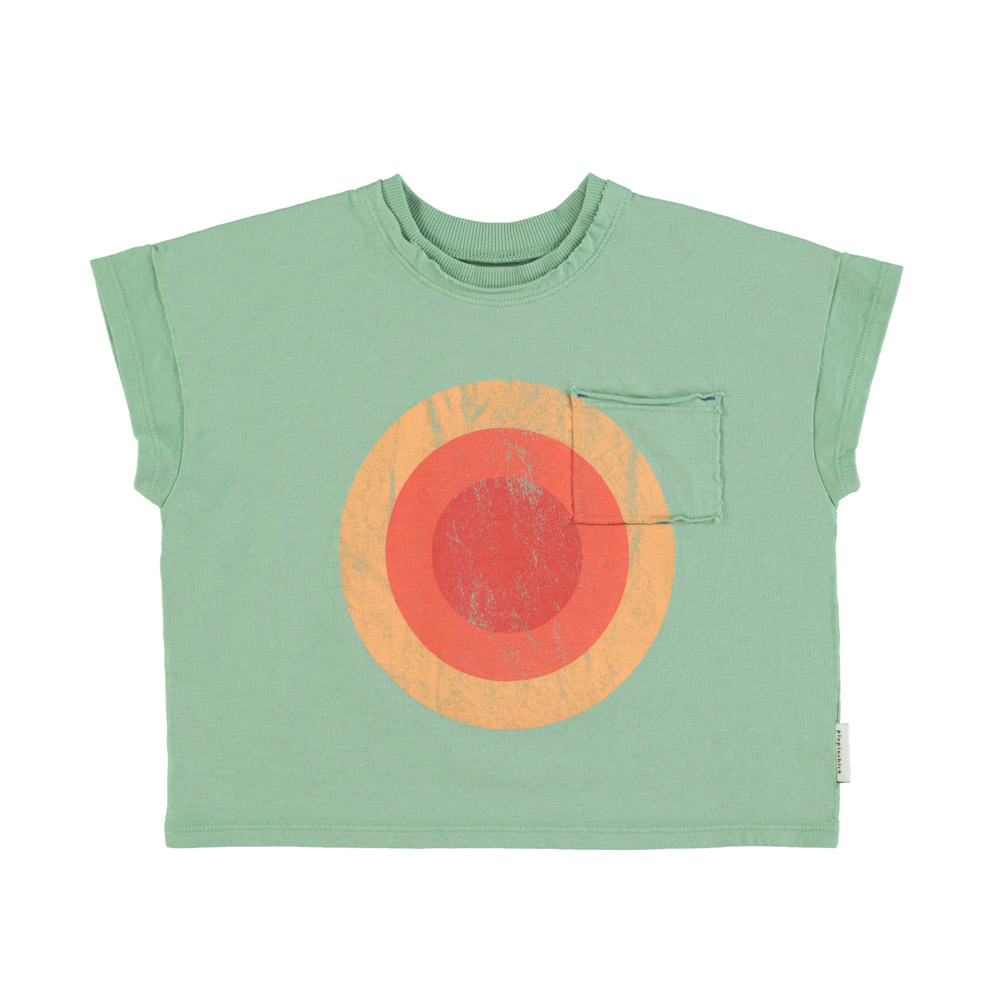 [piupiuchick/피우피우칙] t&#039;shirt - green w/ multicolor circle print