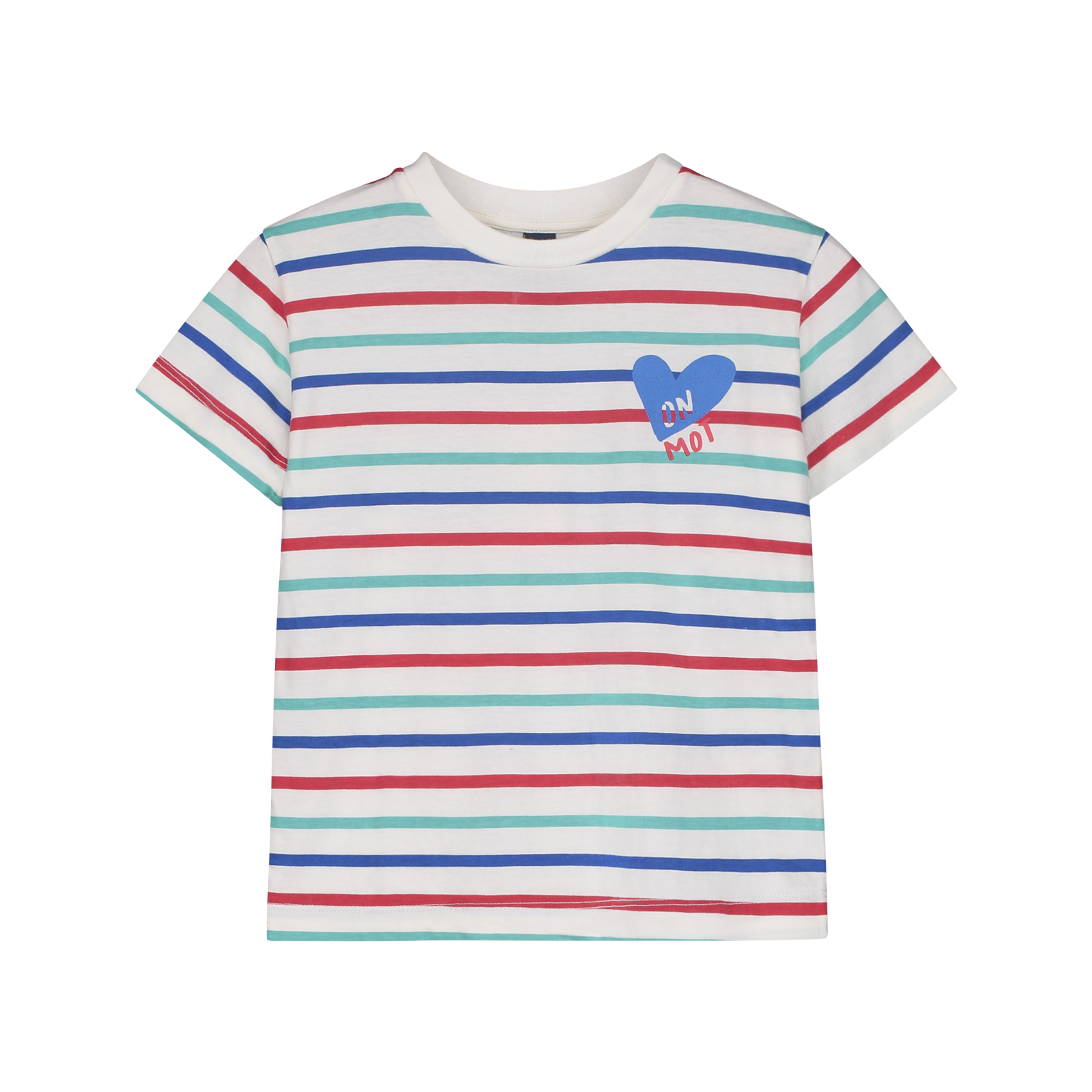 [BONMOT/본못] T-shirt  multicolor stripes Ivory
