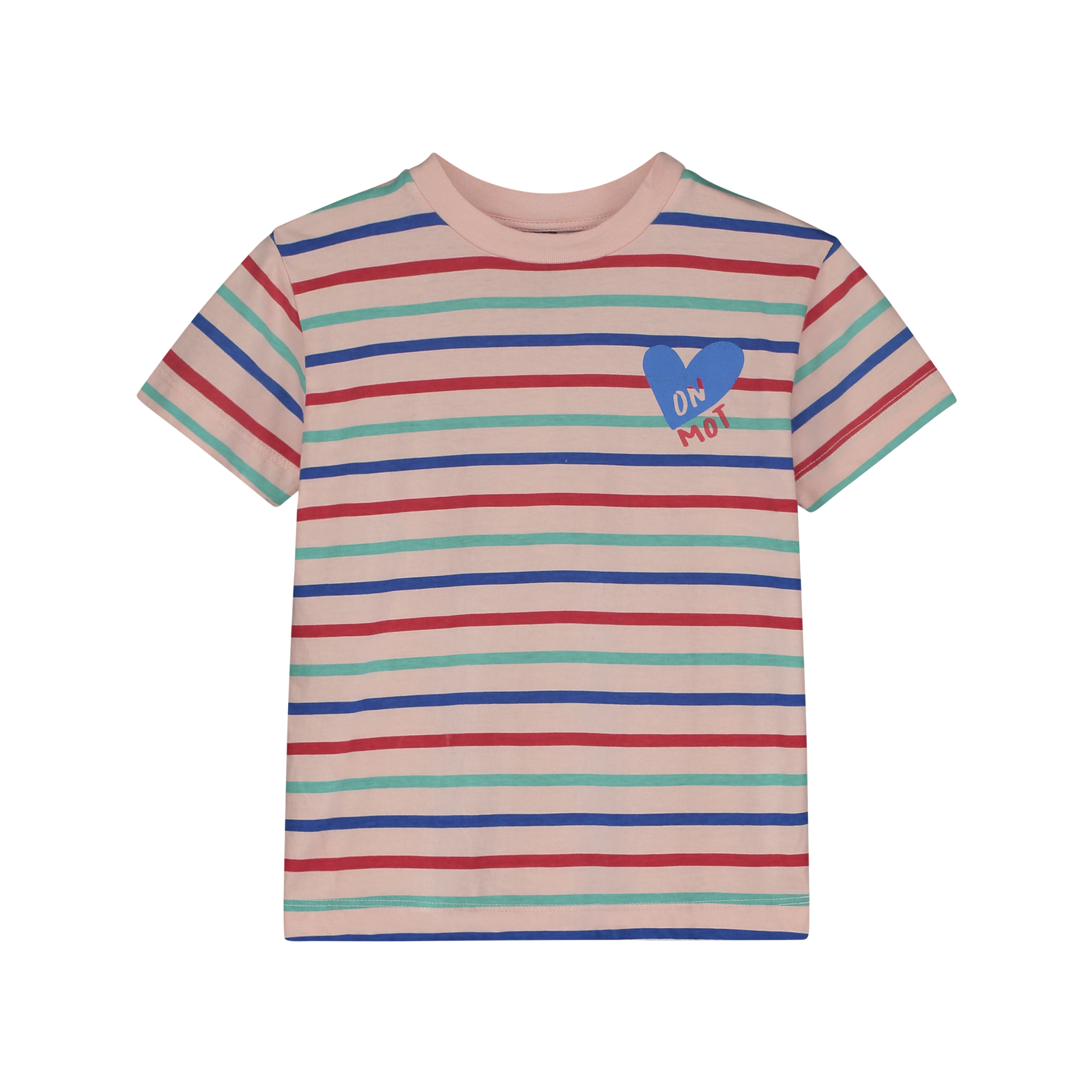 [BONMOT/본못] T-shirt  multicolor stripes Tan rose